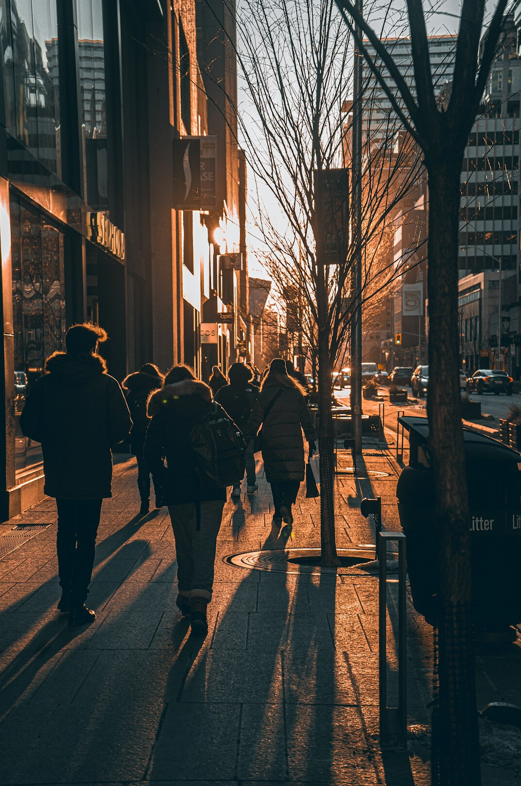 person walking in city street