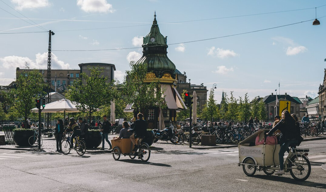 cyclists on busy street