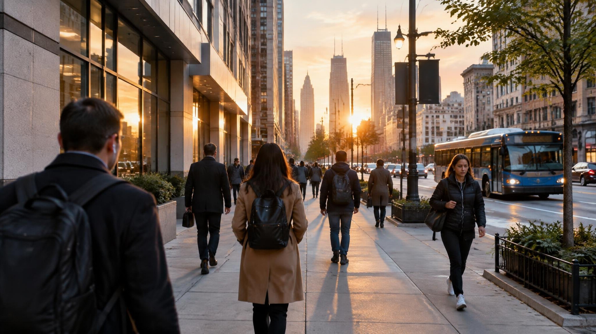 city street morning light