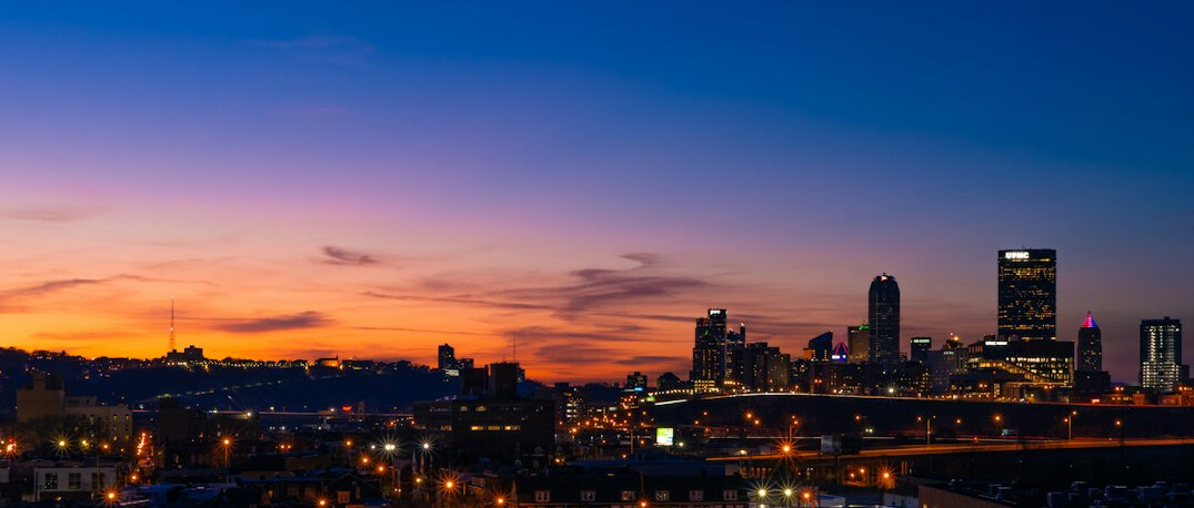 evening city lights